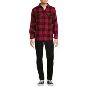 George Men's Red Buffalo Plaid Long Sleeve Flannel Shirt Small NWOT